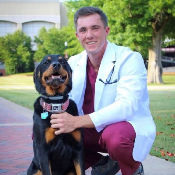 Dr. Eric and a dog